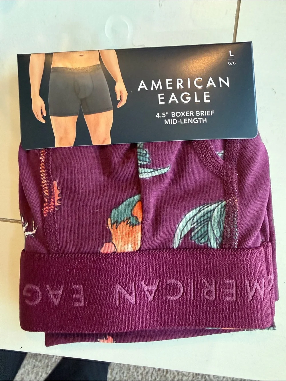American Eagle Outfitters Men’s Maroon Rooster Print Boxer Briefs NWT L